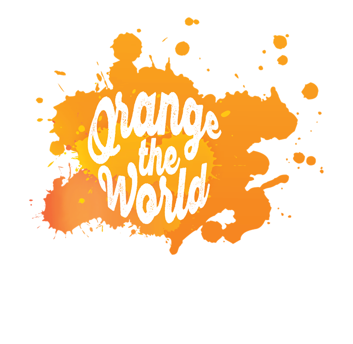 Orange the World Logo 2020: A splash of orange colour with the text 