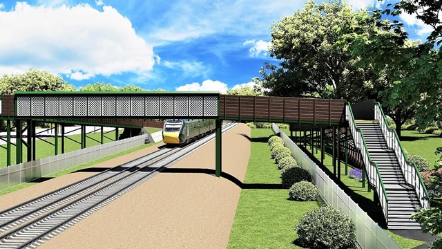 The footbridge at Trenos level crossing will have steps and a ramp: The footbridge at Trenos level crossing will have steps and a ramp