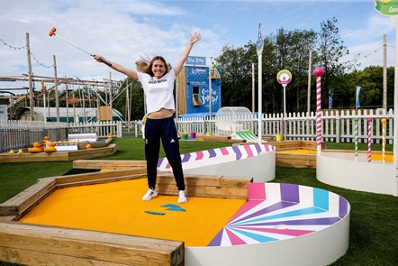 Vicky Holland Playing Crazy Golf at Thorpe Park