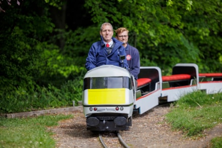 Nigel Turner, LNER driver, takes control of the miniature Class 91