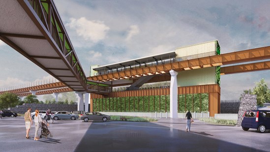 Architect's impression of the Automated People Mover (APM) at HS2 Interchange Station