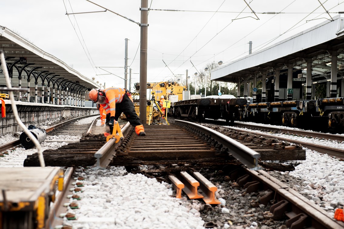 New tracks being fitted through Durham station - photo by LNER