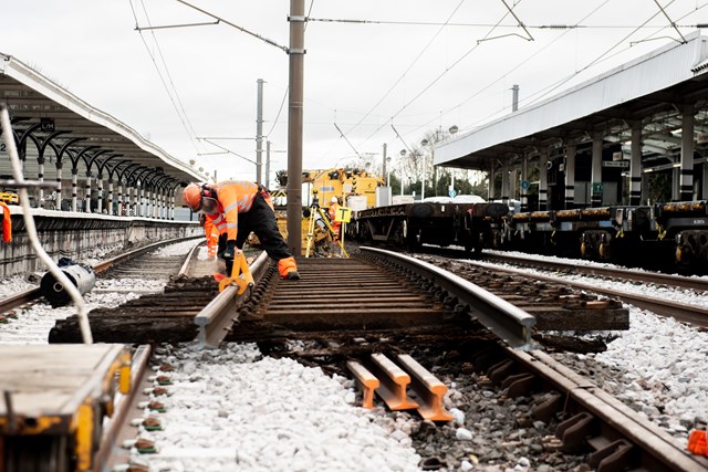 New tracks being fitted through Durham station - photo by LNER: New tracks being fitted through Durham station - photo by LNER
