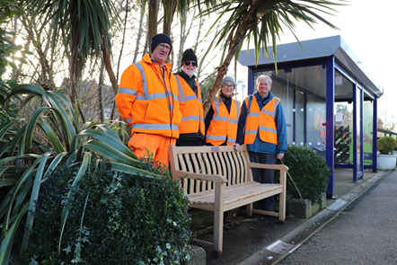 This image shows volunteers at poppleton with the new bench