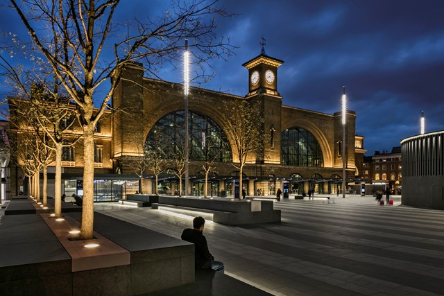 King's Cross railway station - seating areas at night