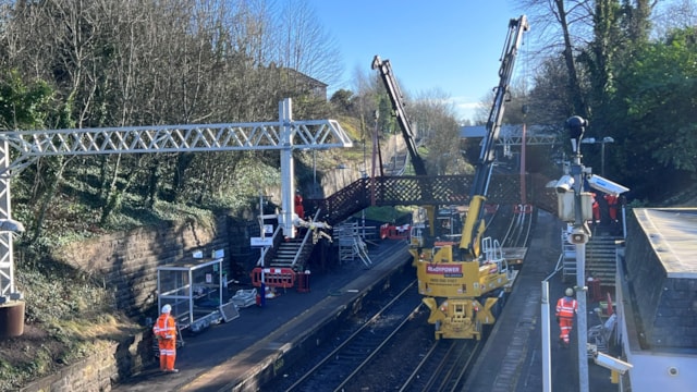 Work underway at Clarkston station to install new footbridge: Clarkston footbridge removal