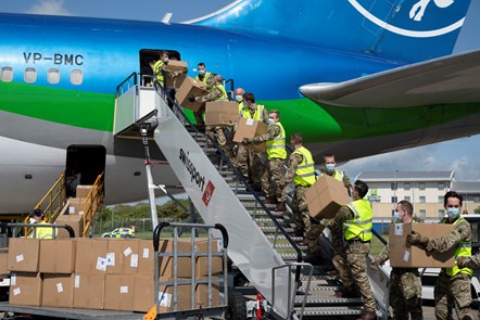 Half a million more vital fluid resistant gowns land at Cardiff Airport (Pic Credit Matthew Horwood)