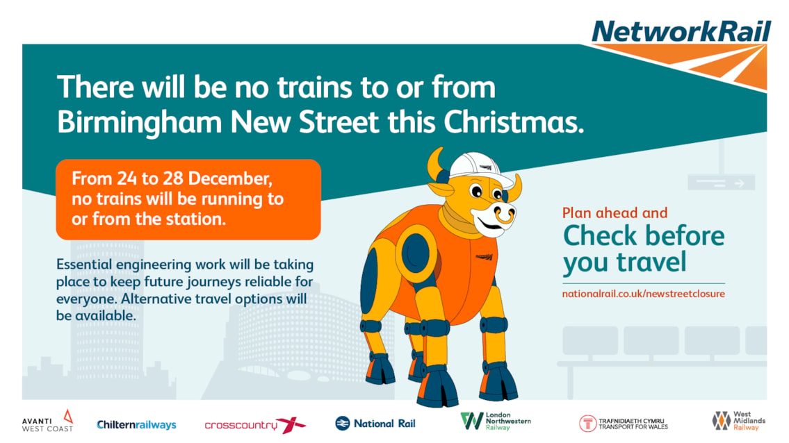 Major railway upgrade means no trains to or from Birmingham New Street this Christmas: 82200 NR BNS CLOSURE CBYT Myconnect 1600x900