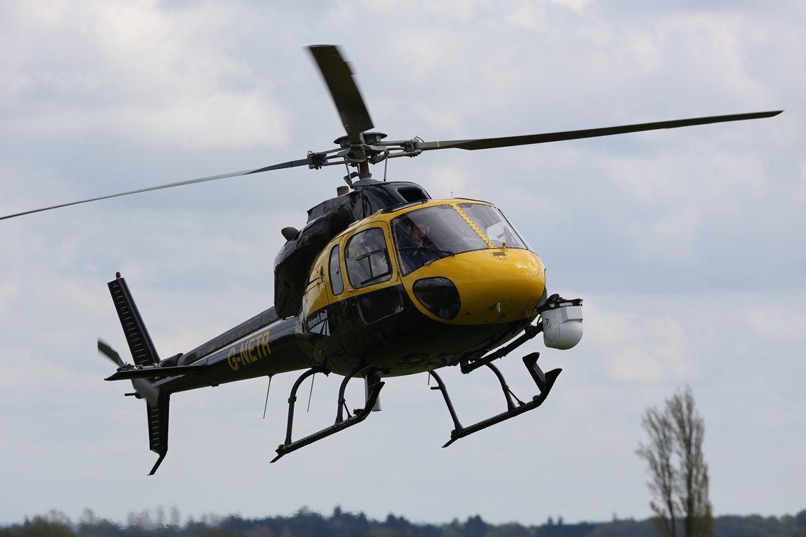 Network Rail helicopter on crime patrol in South East as railway trespass hits six-year high: NR helicopter