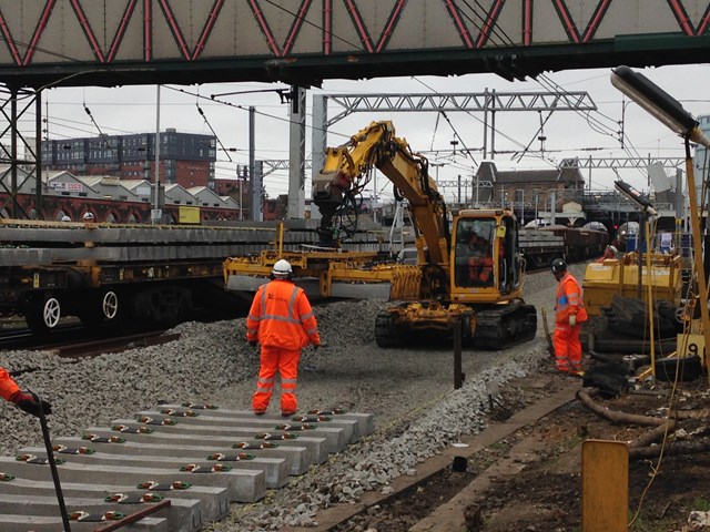 Installing sleepers at Southall-2