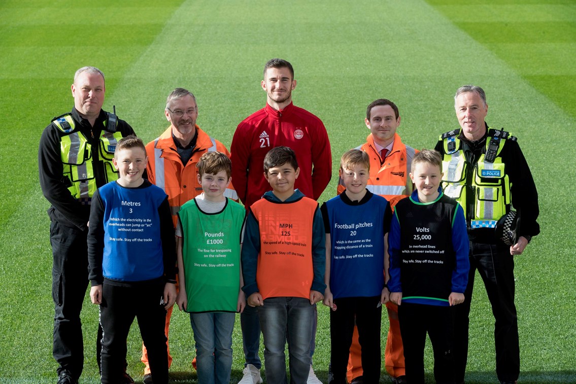 Network Rail and Aberdeen FC team up for rail safety: Aberdeen safety campaign, October 2018