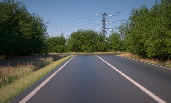 CGI showing view along the road over the Turweston green bridge