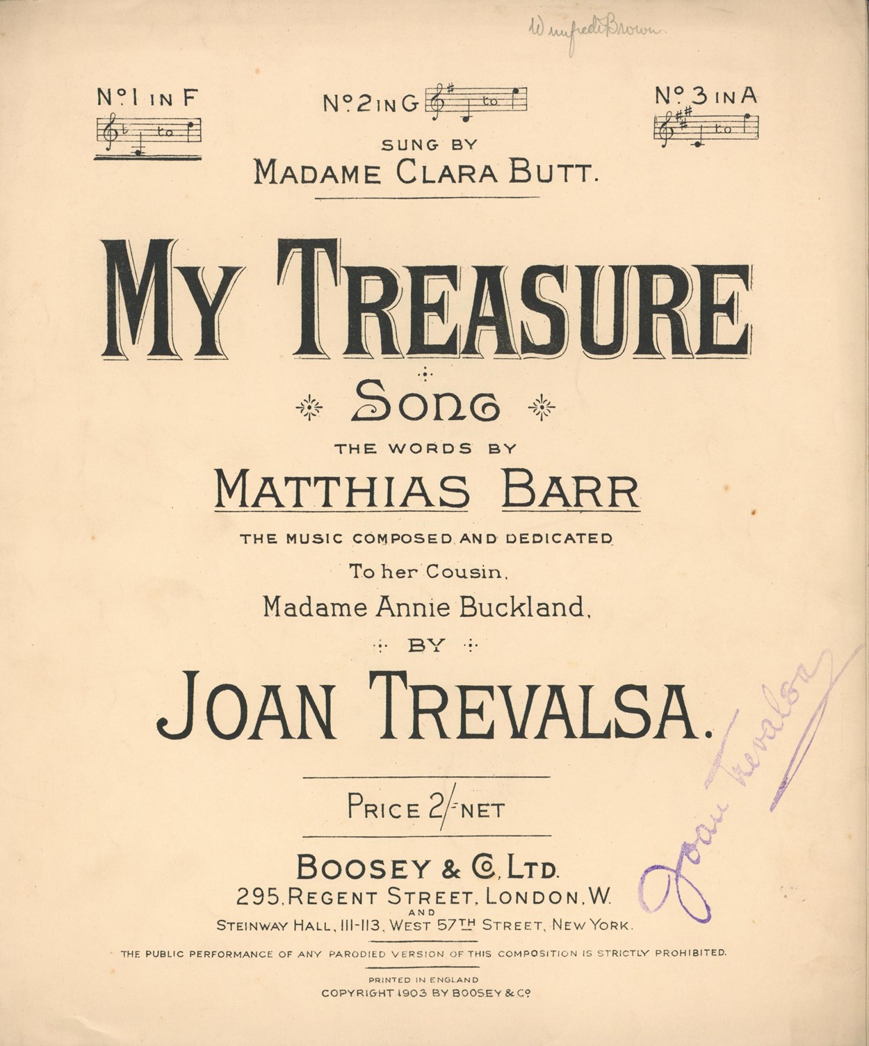 Joan Trevalsa - My Treasure 1903