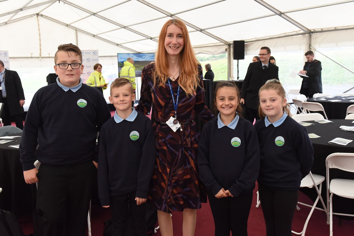 James, Sam, Ms Connor, Lexi and Miley from Muirkirk Primary School