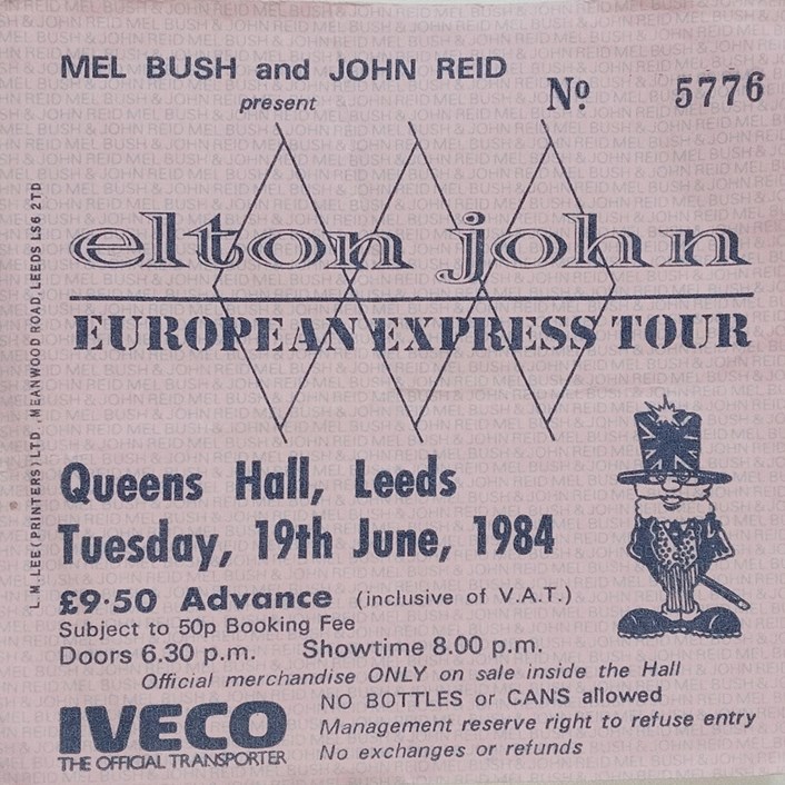 Leodis gig tickets: Part of the collection is a ticket to Elton John’s gig at The Queens Hall on June 19, 1984. Formerly a tram and bus depot, the hall became venue for a number of huge events, and hosted the legendary Rocket Man as part of his European Express tour. Credit Leeds Libraries.