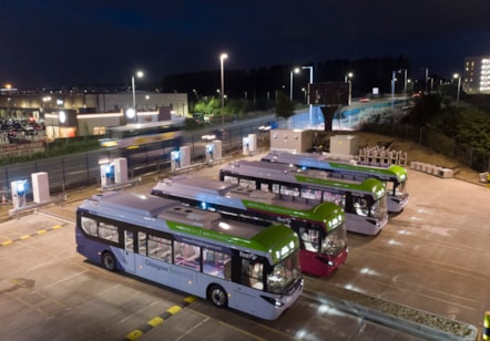 The UK's largest rapid EV charging hub at First Glasgow Caledonia depot.