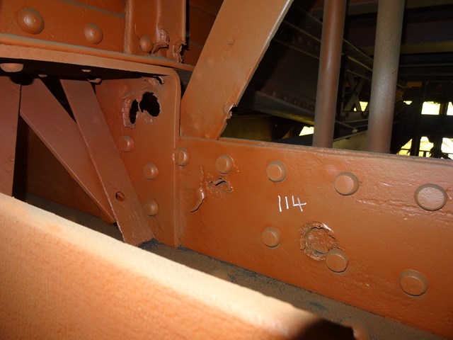 Montrose viaduct refurbishment uncovers war time damage: IMG 4664