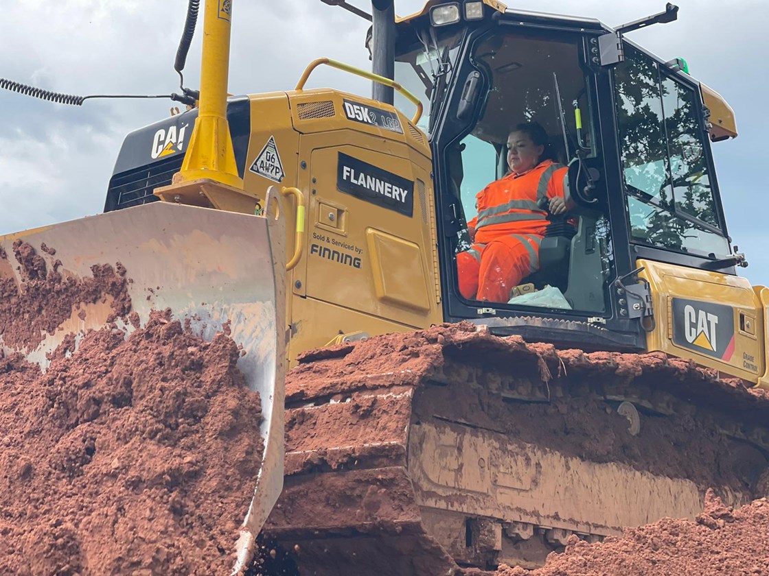 Danielle operating plant machinery at a HS2 site