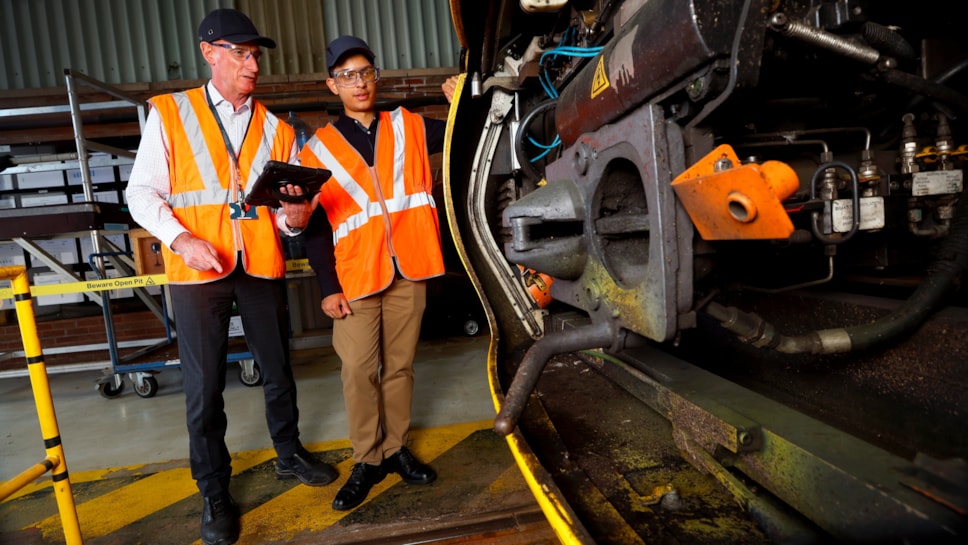 Samraj Ojelay and Andrew Skinner at front of Avanti West Coast Pendolino
