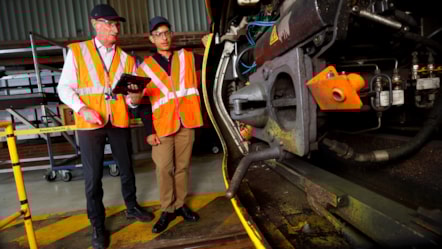 Samraj Ojelay and Andrew Skinner at front of Avanti West Coast Pendolino
