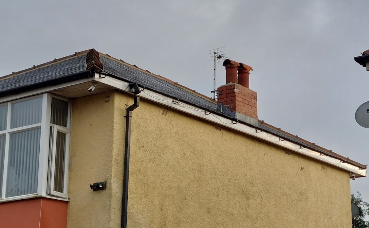 The damaged roof
