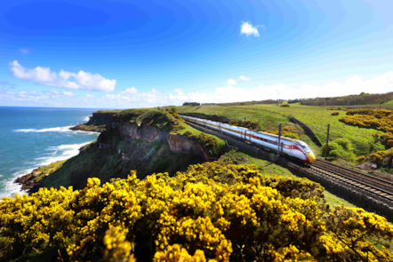 Summertime, an LNER Azuma along the Northumberland coastline, credit LNER (1)