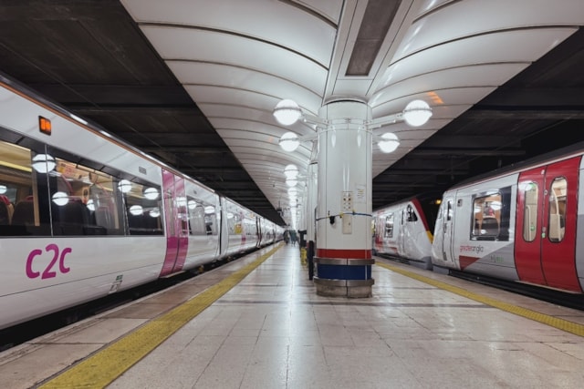 c2c and Greater Anglia trains at London Liverpool Street station: c2c and Greater Anglia trains at London Liverpool Street station