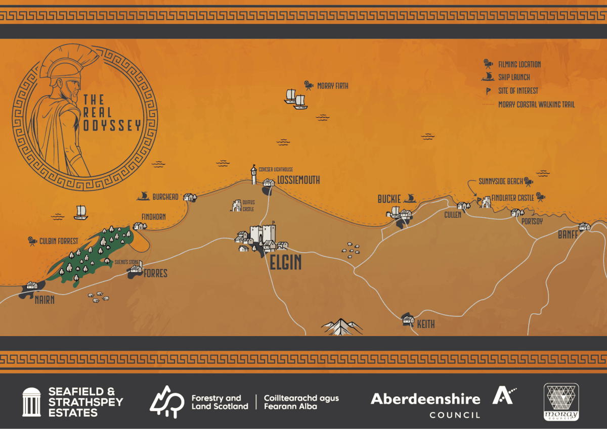 The Real Odyssey map allows film fans to find the filming locations from the Hollywood blockbuster around Moray and Aberdeenshire.