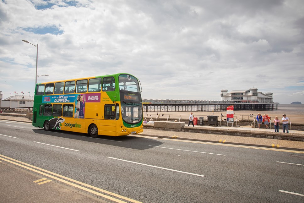 First Bus Badgerline on Weston-super-Mare's seafront