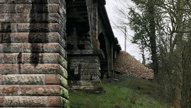Successful emergency landslip repair reopens southbound West Coast main line to passengers a day early: 380 tonnes of stone to reinforce landslip at Dutton Viaduct near Warrington