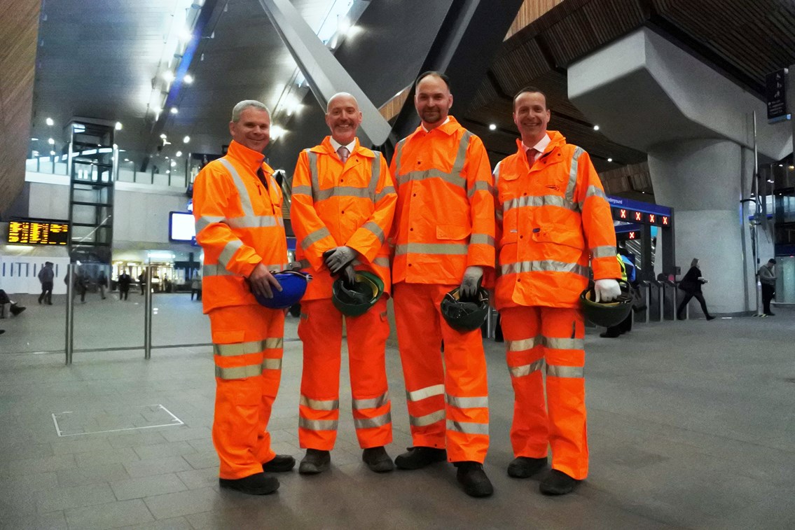 Amtrak vice president sees London Bridge investment: From left to right - Andrew Hutton, Network Rail; Mike Goggin, Steer Davies Gleave; Stephen Gardner, Amtrak, and Steve Knight, Network Rail