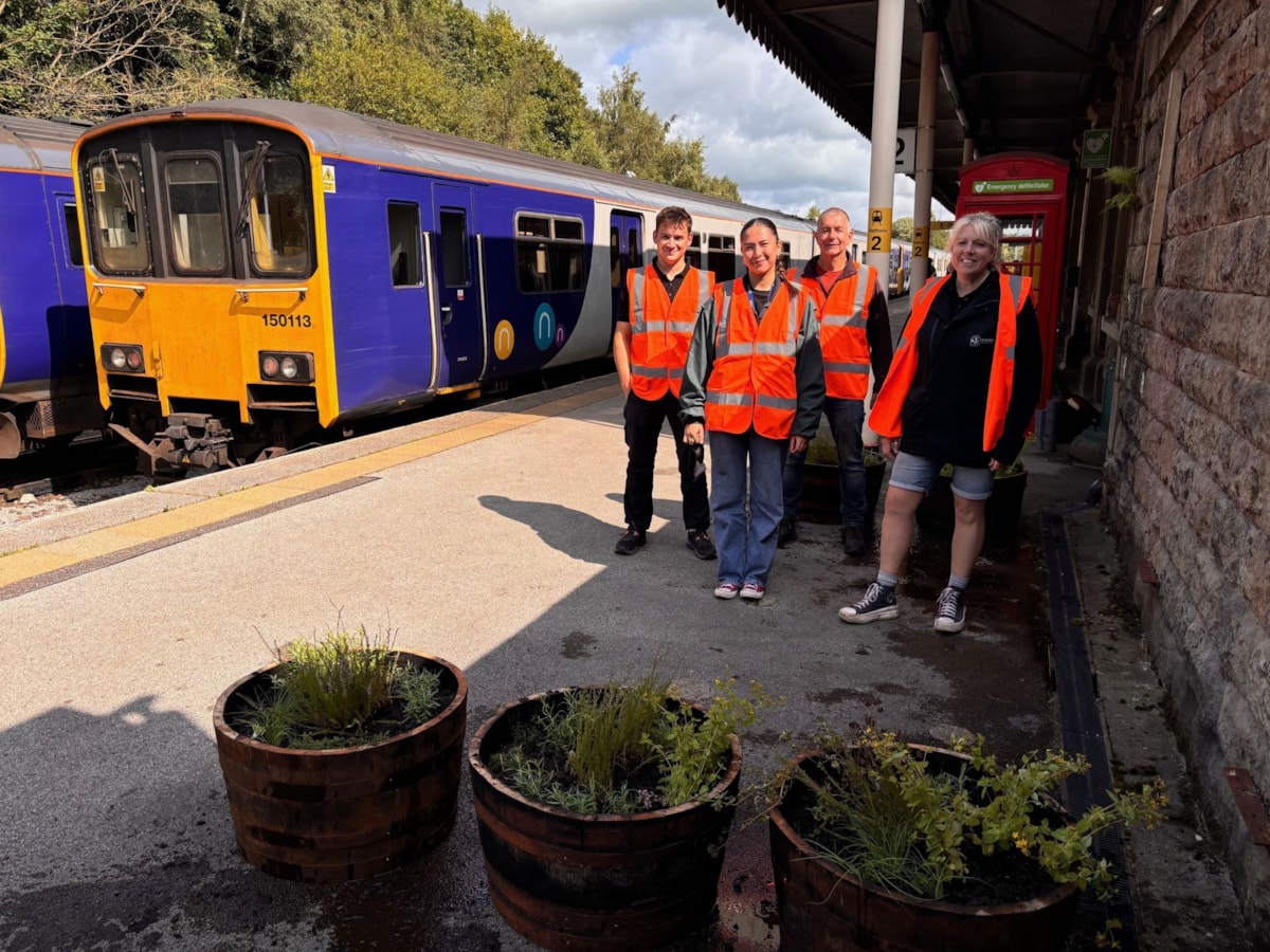 Image shows Buxton biodiversity project installation team (L-R Dominic Greatorex, Mia Hillsden, Nigel Bird & Danielle Brown)