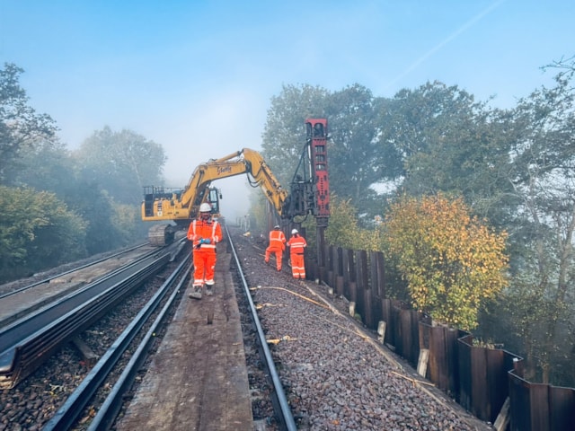 Piling work between Godstone and Edenbridge