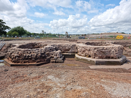Remains of Coleshill gatehouse towers during excavation: Remains of Coleshill gatehouse towers during excavation