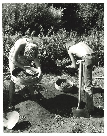 Volunteers from Balfarg working in the grounds of Melville House, 1984 © National Museums Scotland