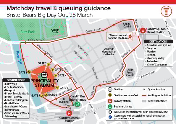 Cardiff Queen St Matchday Travel English: Cardiff Queen St Matchday Travel English