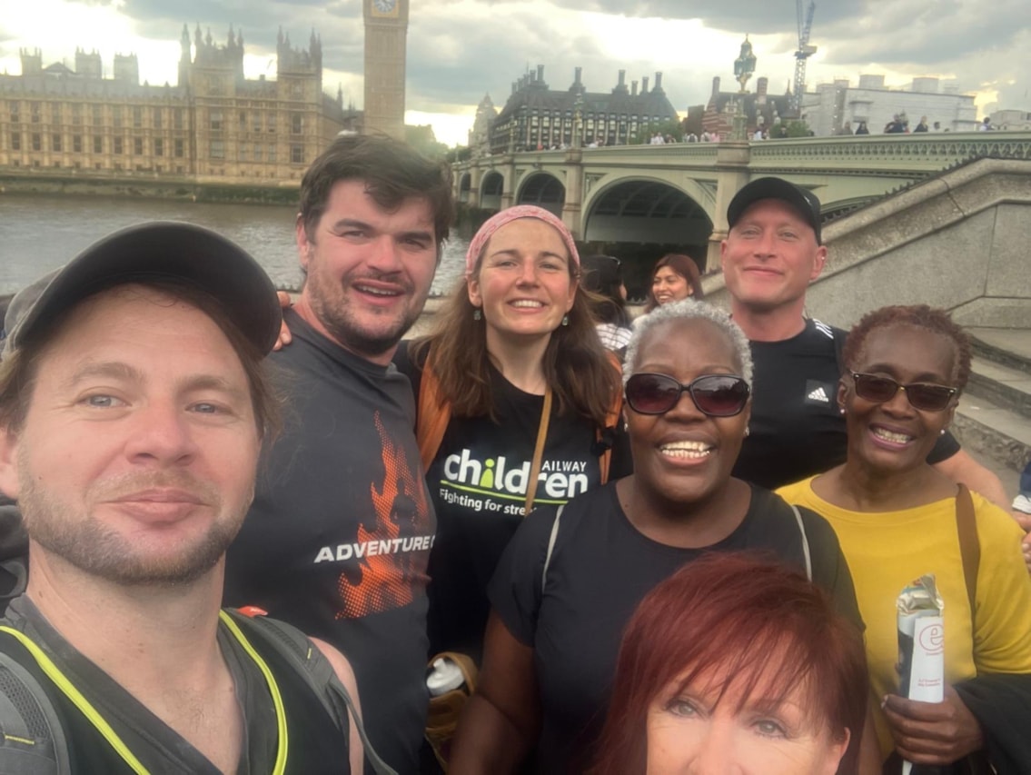 Some of the walkers as they near their destination, London Waterloo