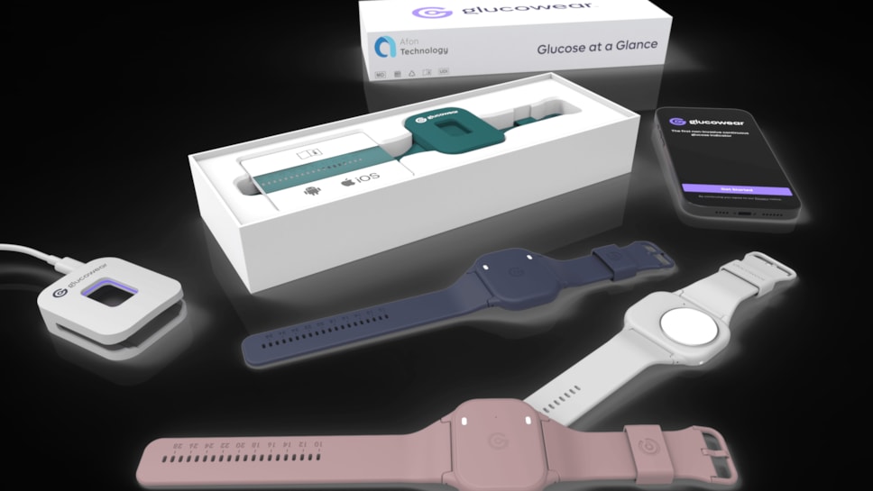 Glucowear is worn on the wrist and uses ultra-low power microwave signals to monitor glucose levels