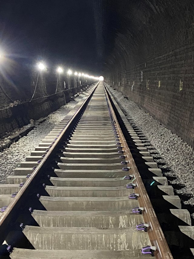 New track inside Dinmore tunnel: New track inside Dinmore tunnel