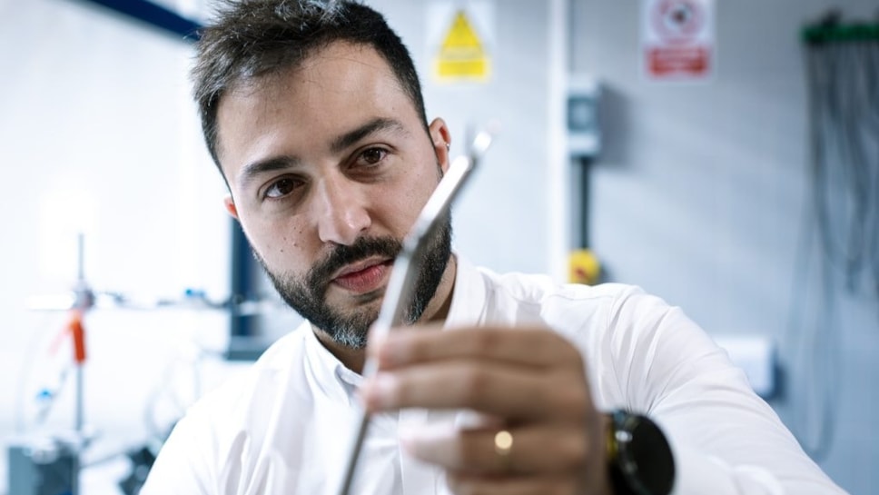 Dr Nico Fenu, co-founder and chief operating officer with Nami Surgical's ultrasonic scalpel for robotic-assisted surgery.