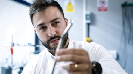 Dr Nico Fenu, co-founder and chief operating officer with Nami Surgical's ultrasonic scalpel for robotic-assisted surgery.
