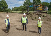 Work gets started on Lyne Burn improvement works: L-R:  Alice Tree (River Restoration Specialist, SEPA),  Jeremy Harris (CEO, Fife Coast & Countryside Trust) and Cllr Judy Hamilton (Convener of Community & Housing Services Sub-Committee)
Photograph:  Andrew Beveridge, 23/06/21