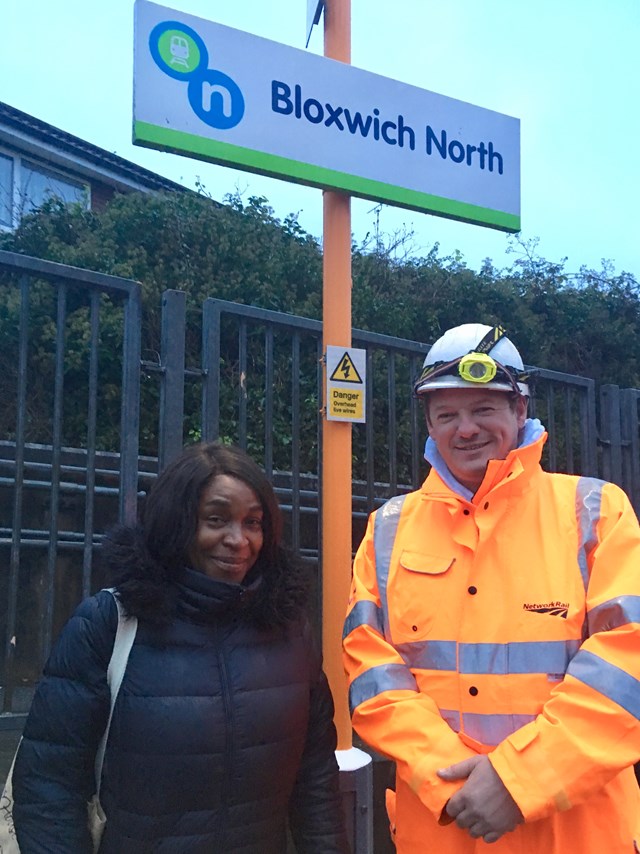 Eileen Lawrence and Adrian Callaghan at Bloxwich North station