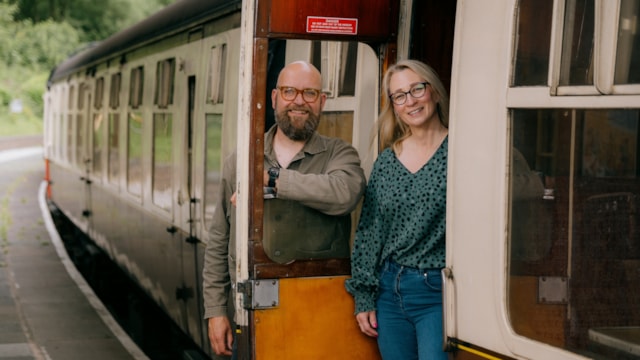Accountant-turned-fireman honoured in song celebrating 200 years of rail: Joanne Ormesher with Findlay Napier Credit BBC