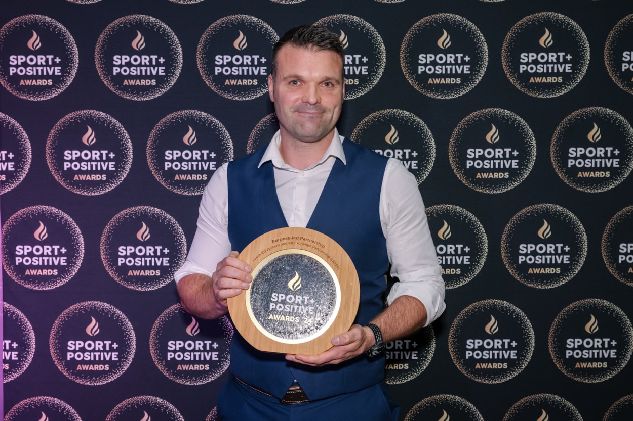 Sport Positive Awards 2024 - Glenn Holdsworth -Yorkshire Sport Foundation-4: Development Manager of Yorkshire Sport Foundation Glenn Holdsworth collecting the Purpose-led Partnership Award at the Sport Positive Awards 2024 (image credit Sport Positive Awards/Capturise)