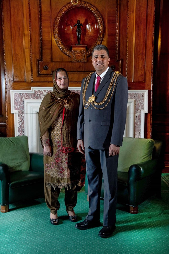 The Lord Mayor, Councillor Asghar Khan and the Lady Mayoress, Robina Kosar