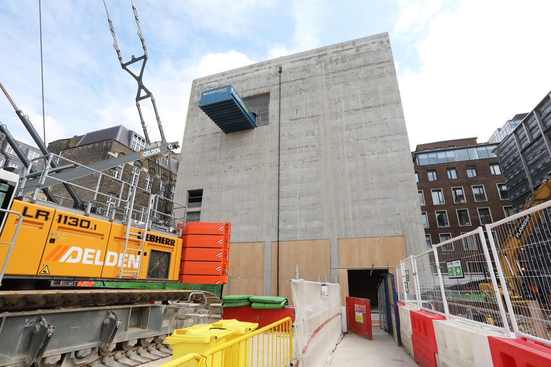 The completed structure of the Traction Substation for the Northern line at Euston