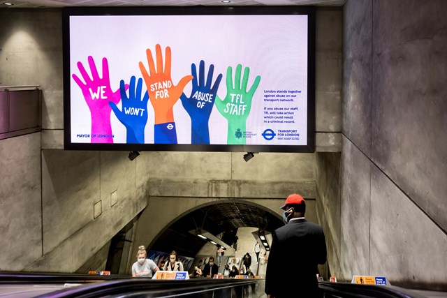 TfL Image - Underground station poster  - we won't stand for abuse of TfL staff