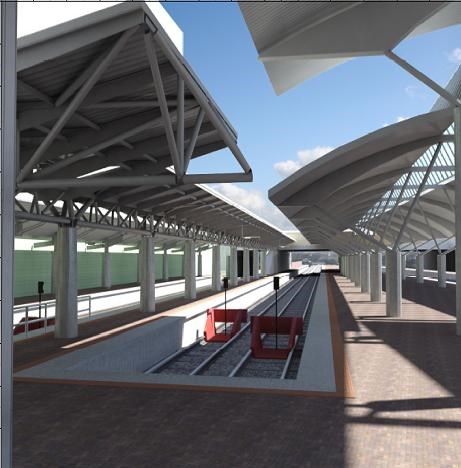 An artist's impression of the new fourth platform at Manchester Airport station