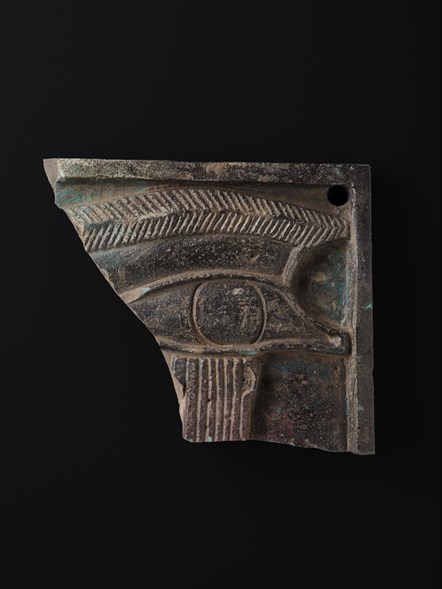 Fragment of a faience plaque depicting the Eye of Horus, Late or Ptolemaic Period (about 664-30 BC) © National Museums Scotland